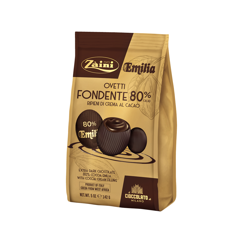Ovetti Fondente 80% cacao ripieni di crema al Cacao 142g