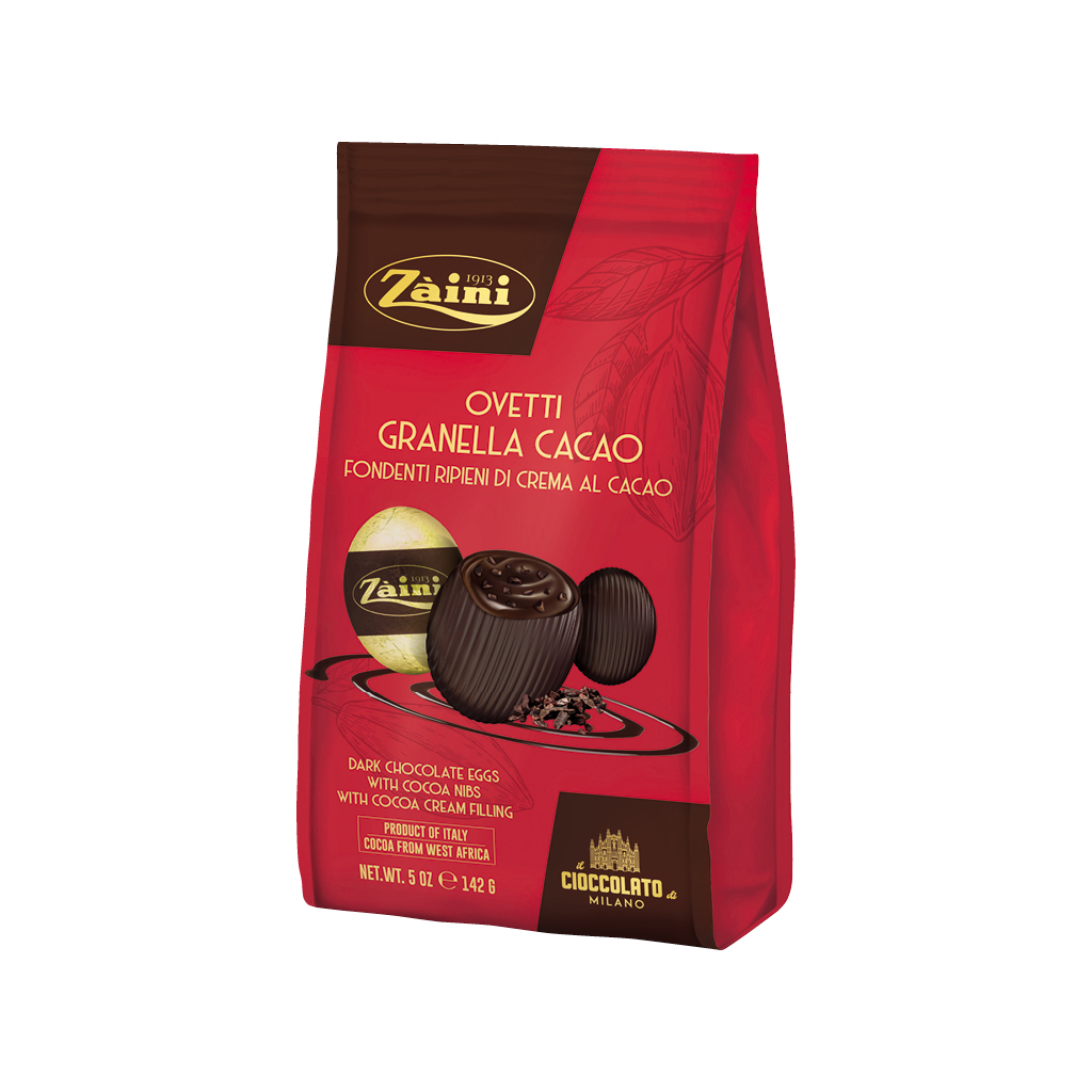 Ovetti con Granella di Cacao Fondenti con ripieno di crema al Cacao 142g