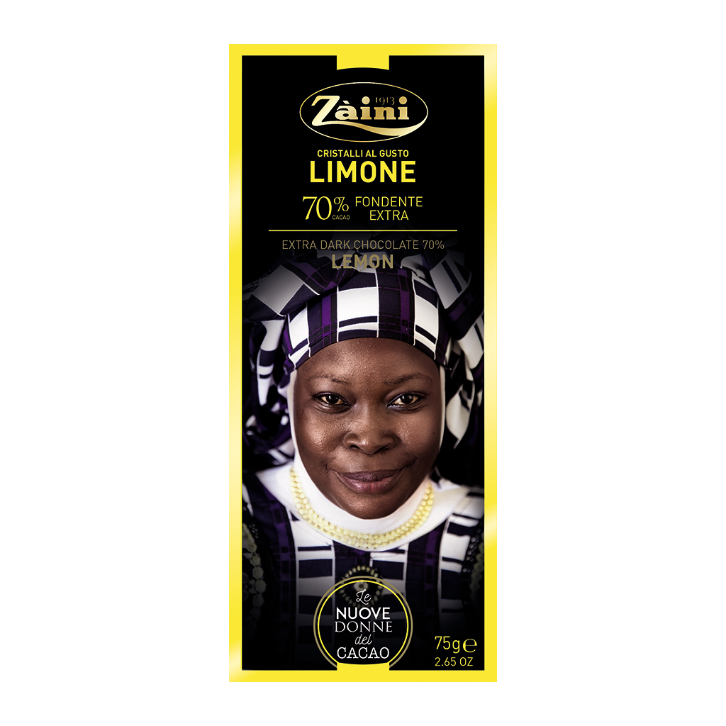 EXTRA DARK CHOCOLATE 70% COCOA BARS WITH LEMON CRYSTALS 75G